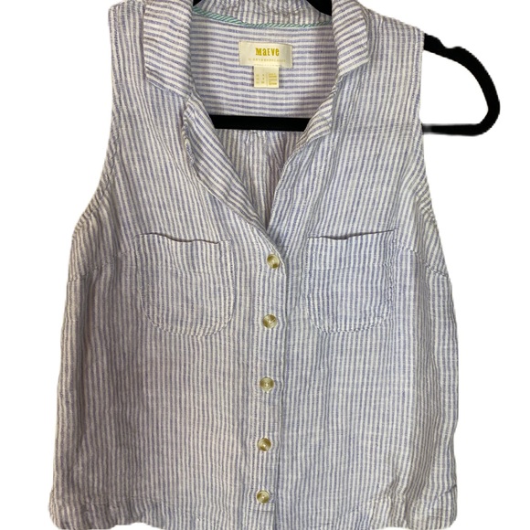 MAUVE Blue Striped Women's Top - Picture 1 of 7